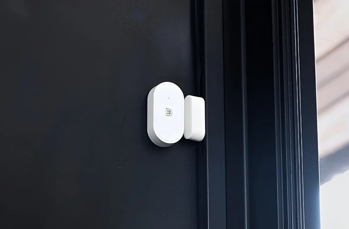 DanGear-lille-doer-og-vinduessensor-monteret-taet-paa-doer – 1 DanGear BIFROST dør og vinduessensor til alarmsystem