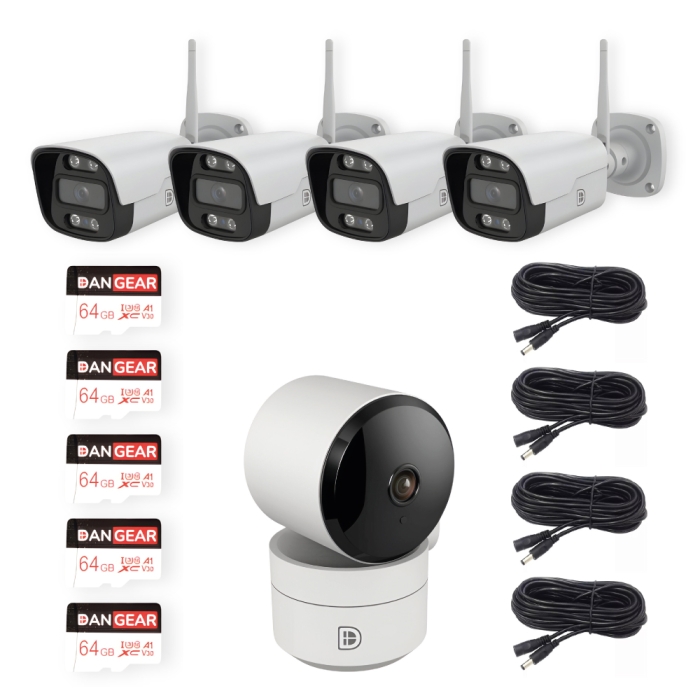 DanGear 3MP & 5MP inden/udendørs WiFi overvågningskamera stor pakke