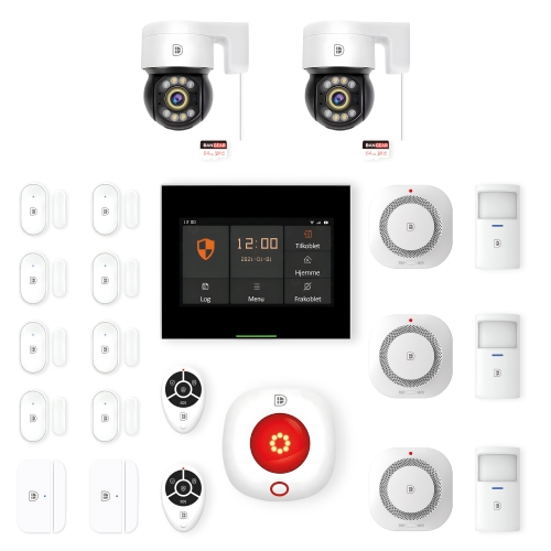 touchskærm alarmsystem med 2 PTZ kameraer mellem pakke