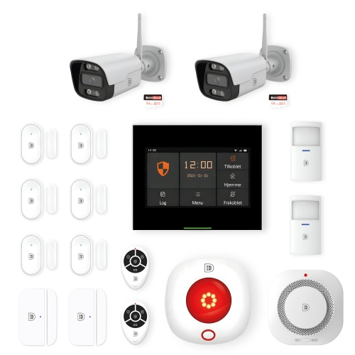 touchskærm alarmsystem med 2 kameraer lille pakke