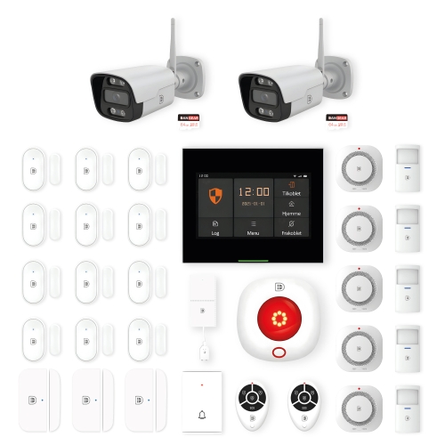 touchskærm alarmsystem med 2 kameraer mega pakke