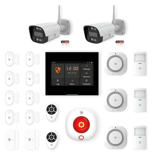 touchskærm alarmsystem med 2 kameraer mellem pakke