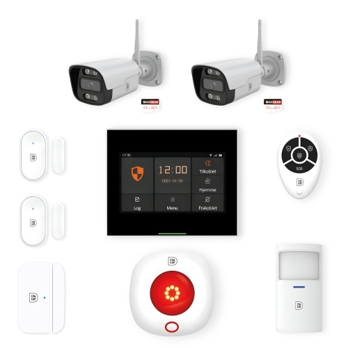 touchskærm alarmsystem med 2 kameraer mini pakke
