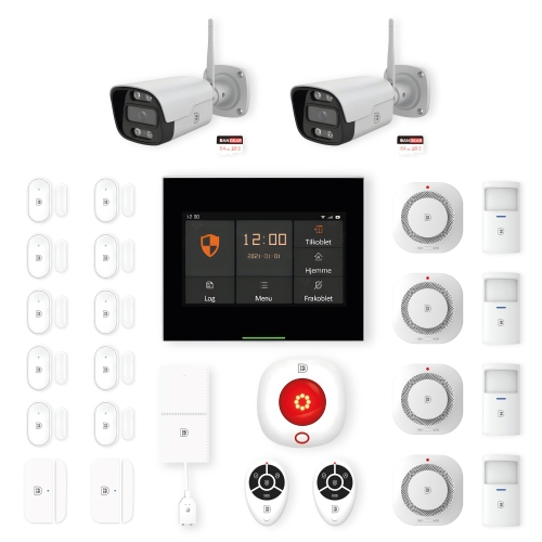 touchskærm alarmsystem med 2 kameraer stor pakke