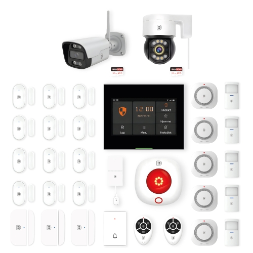 touchskærm alarmsystem med 2 kombi kameraer mega pakke
