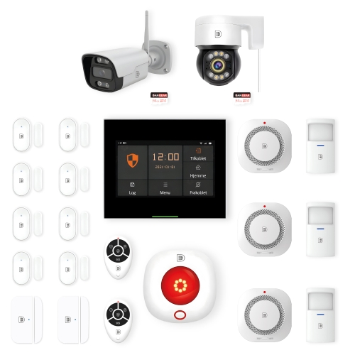 touchskærm alarmsystem med 2 kombi kameraer mellem pakke