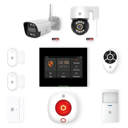 touchskærm alarmsystem med 2 kombi kameraer mini pakke