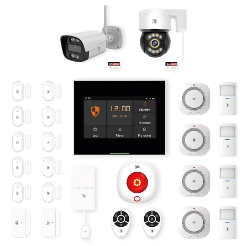 touchskærm alarmsystem med 2 kombi kameraer stor pakke