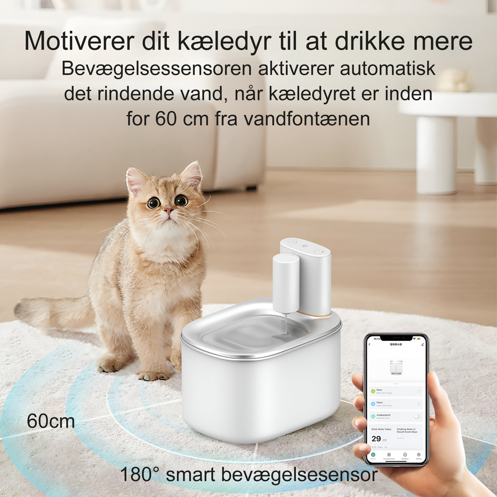 Qsmart-app-styret-drikkefontæne-med-bevægelsesensor