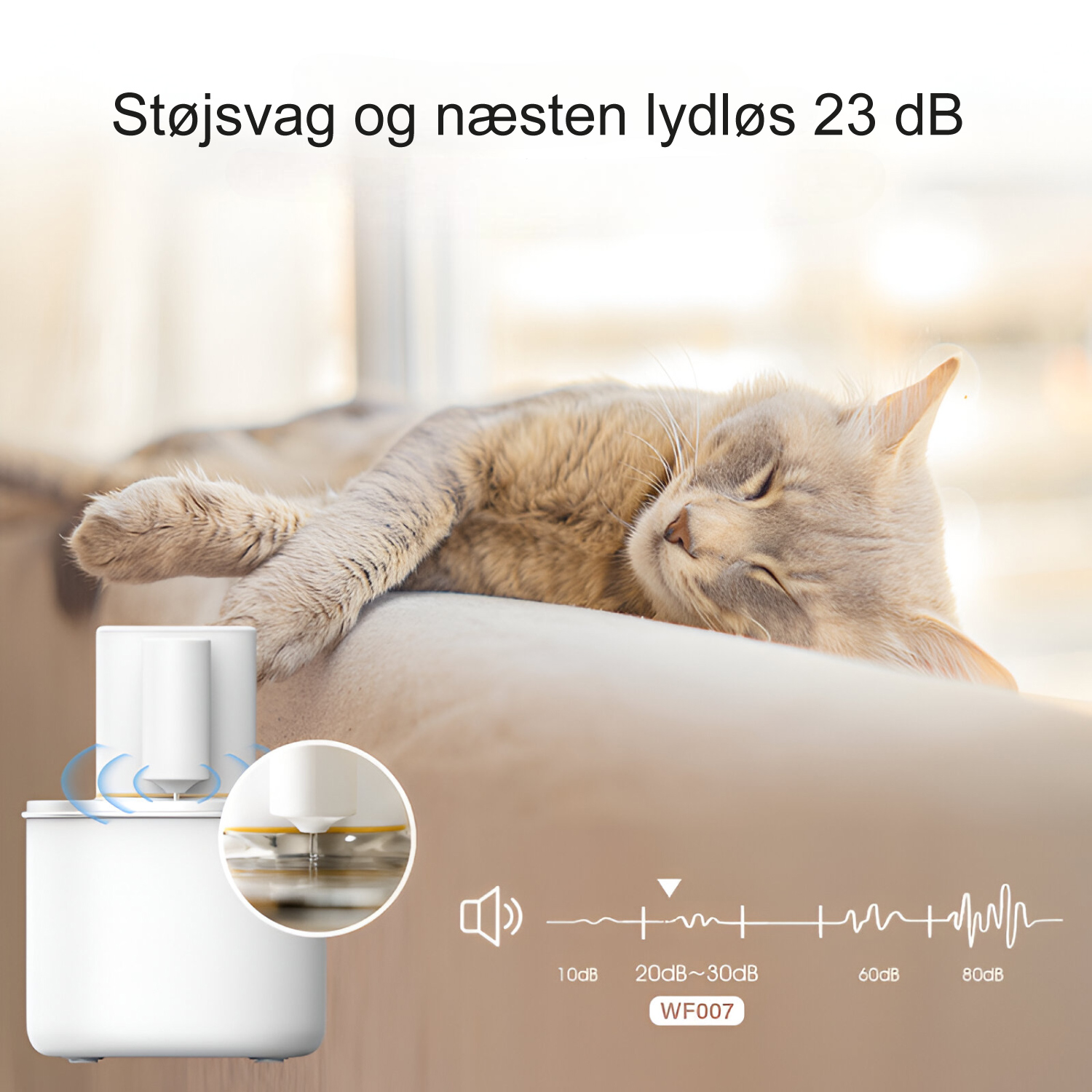 Qsmart-app-styret-drikkefontæne-til-hund-støjsvag