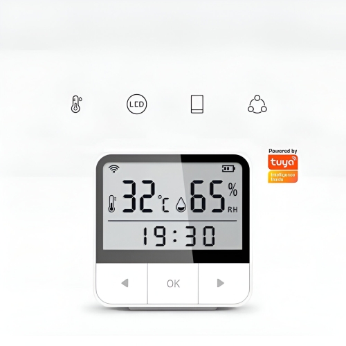 WiFi temperatur og fugtighedsmåler og ur med display specifikationer