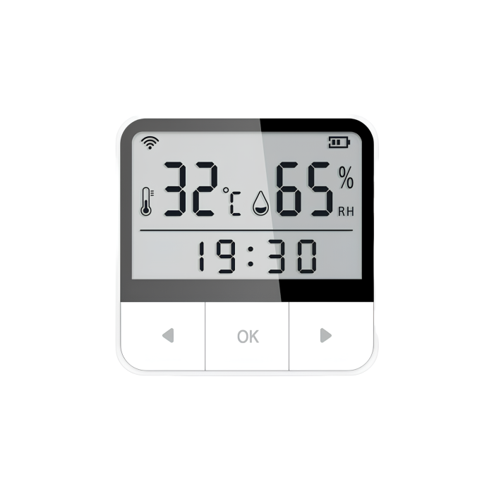 Smart WiFi temperatur og luftfugtighedsmåler med ur og display