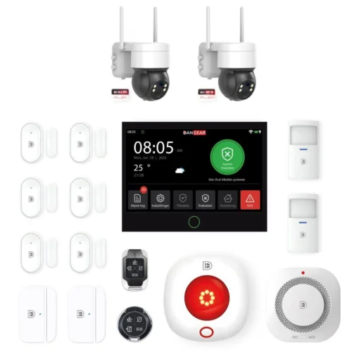 alarmsystem med 4 PTZ kameraer stor pakke