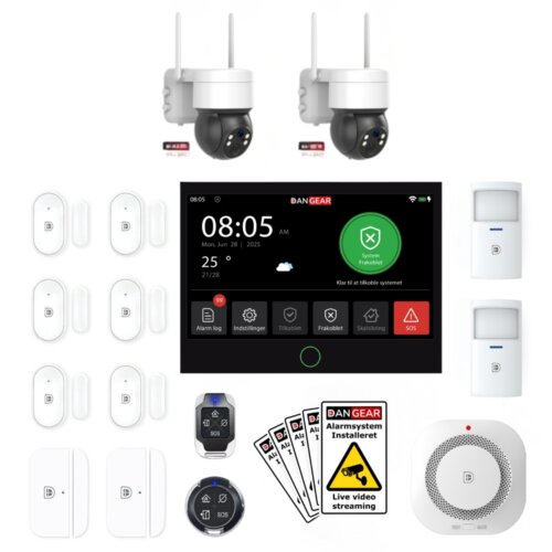 alarmsystem med 2 kameraer stor pakke