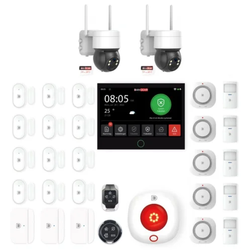 alarmsystem med 4 PTZ kameraer stor pakke