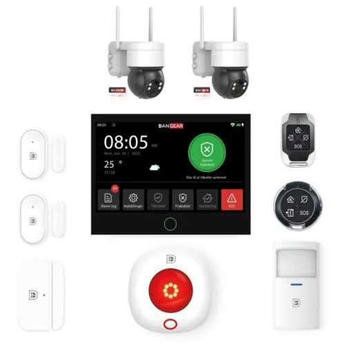 alarmsystem med 4 PTZ kameraer stor pakke