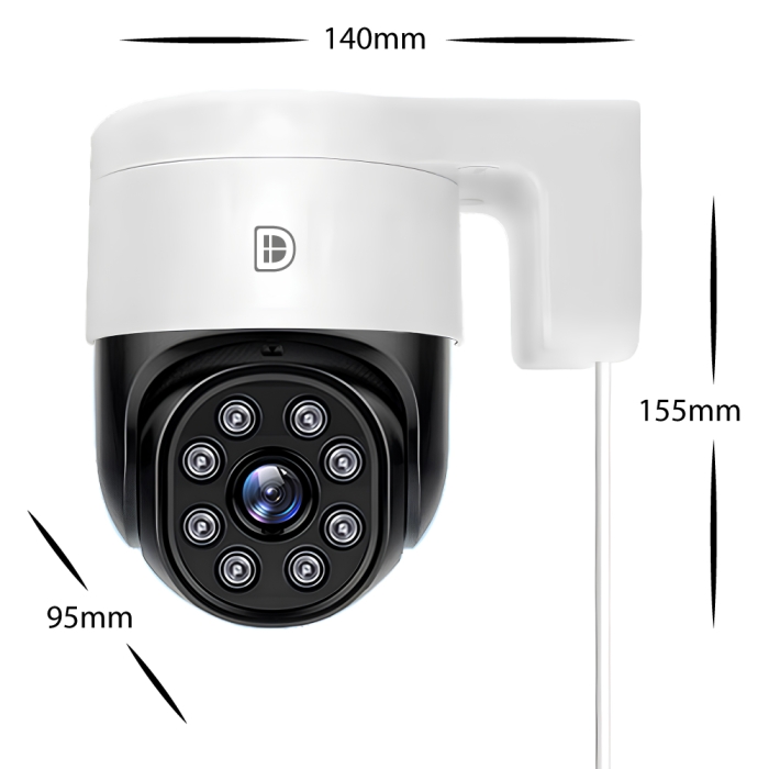 DanGear MUNIN WiFi 6MP PTZ overvågningskamera dimensioner