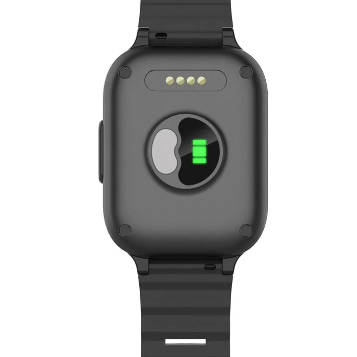 Sort smartwatch med sensor og batteriindikator