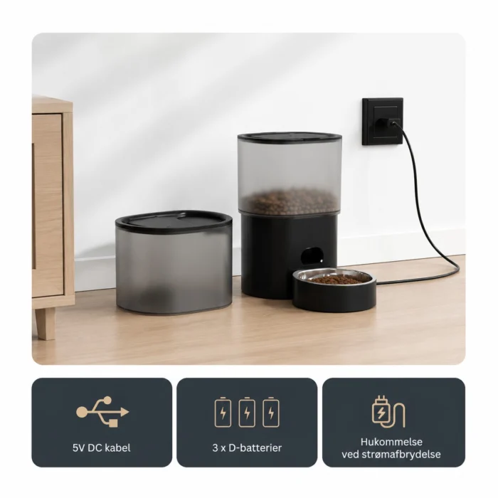 Qsmart 3L WiFi foderautomat og 3.5L drikkeautomat til kat og hund sæt - Billede 3