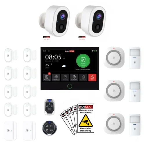alarmsystem med 4 kameraer stor pakke