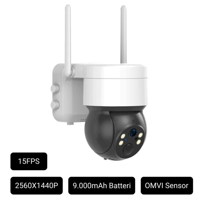 DanGear 4MP WiFi PTZ overvågningskamera med batteri og autotracking lille pakke - Billede 2