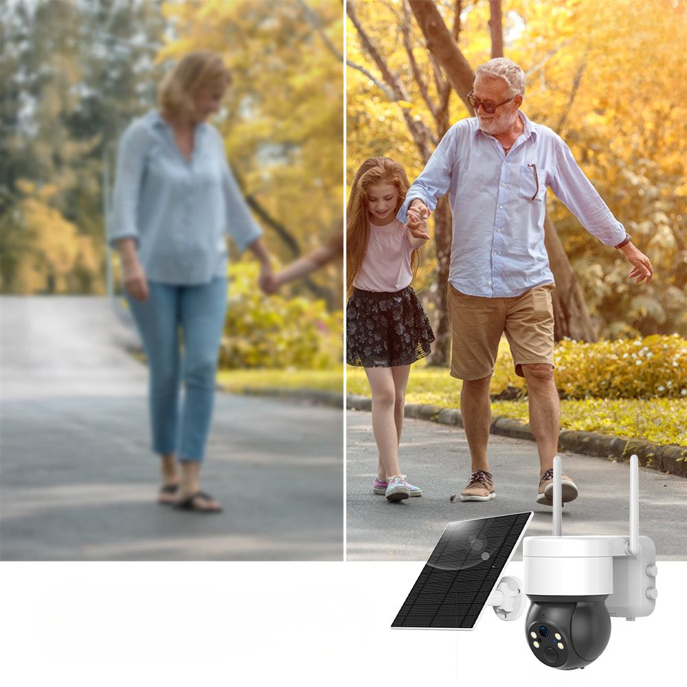 DanGear-WiFi-4MP-PTZ-batteridrevet-overvaagningskamera-opløsning alarmsystem med 4 kameraer lille pakke