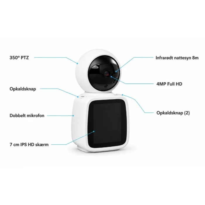 DanGear 4MP WiFi overvågningskamera med skærm og tovejs video og lodret/vandret tracking - Billede 7
