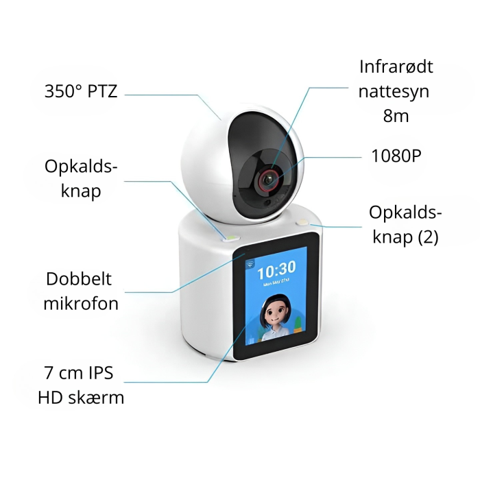 DanGear 4MP WiFi overvågningskamera med skærm og tovejs video - Billede 4