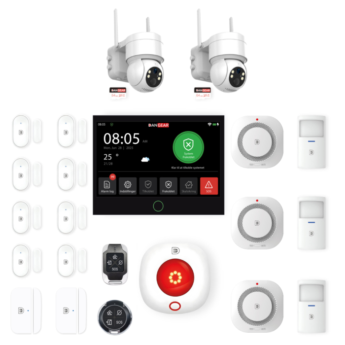 DanGear touch WiFi og 4G alarmsystem med 2 batteri PTZ kameraer mellem pakke