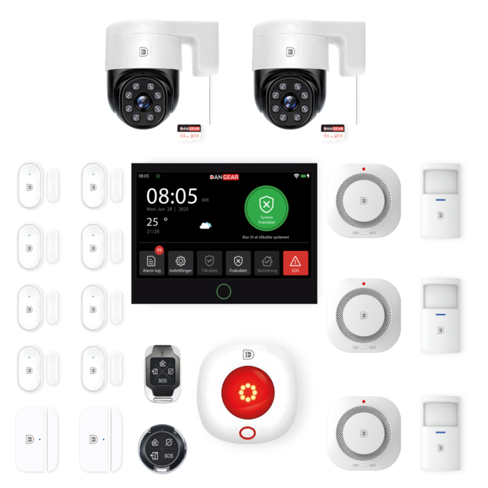 DanGear touch WiFi og 4G alarmsystem med 2 PTZ kameraer mellem pakke