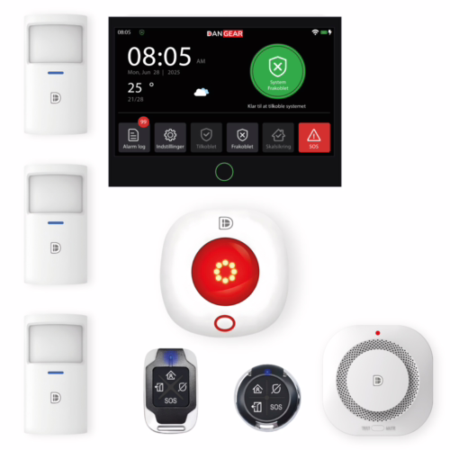 mega touch WiFi eller 4G alarmsystem uden abonnement pakke
