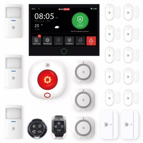 mega touch WiFi eller 4G alarmsystem uden abonnement pakke