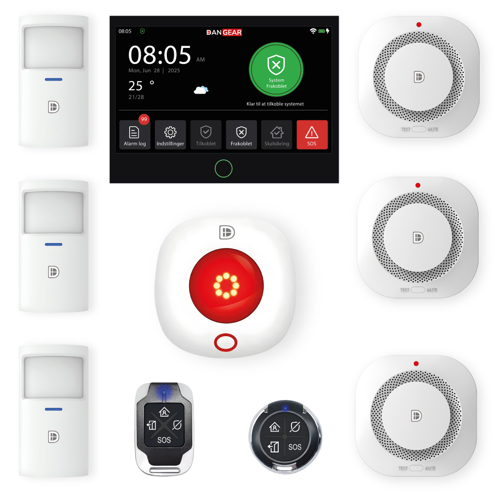 mega touch WiFi eller 4G alarmsystem uden abonnement pakke