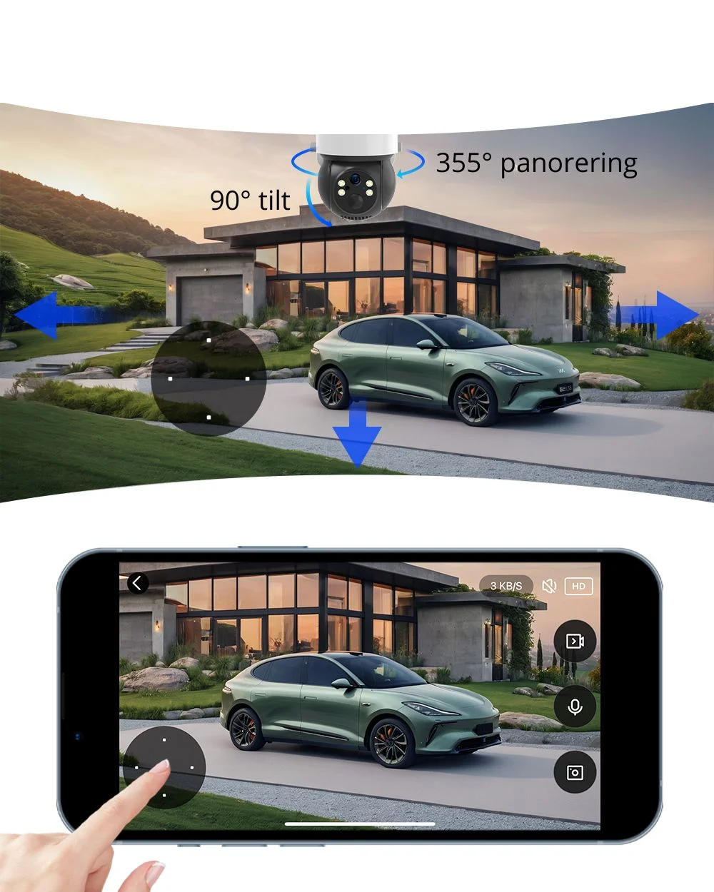 alarmsystem med 4 kameraer mega pakke