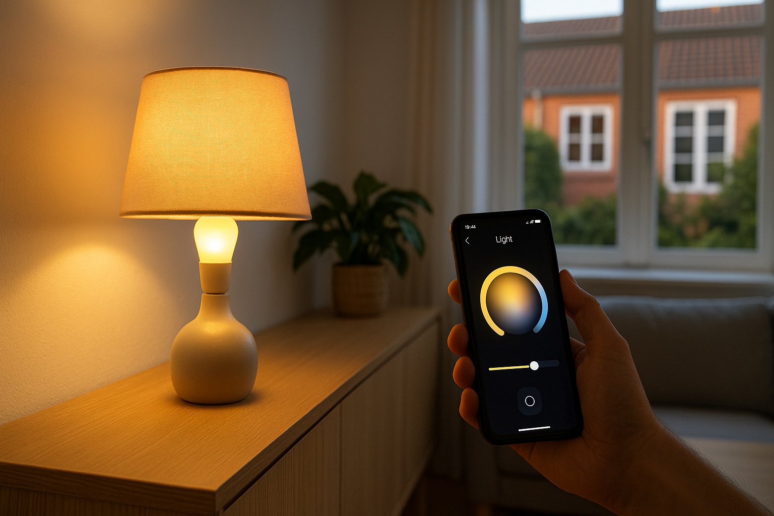 LED pære med WiFi på reol til smart lys