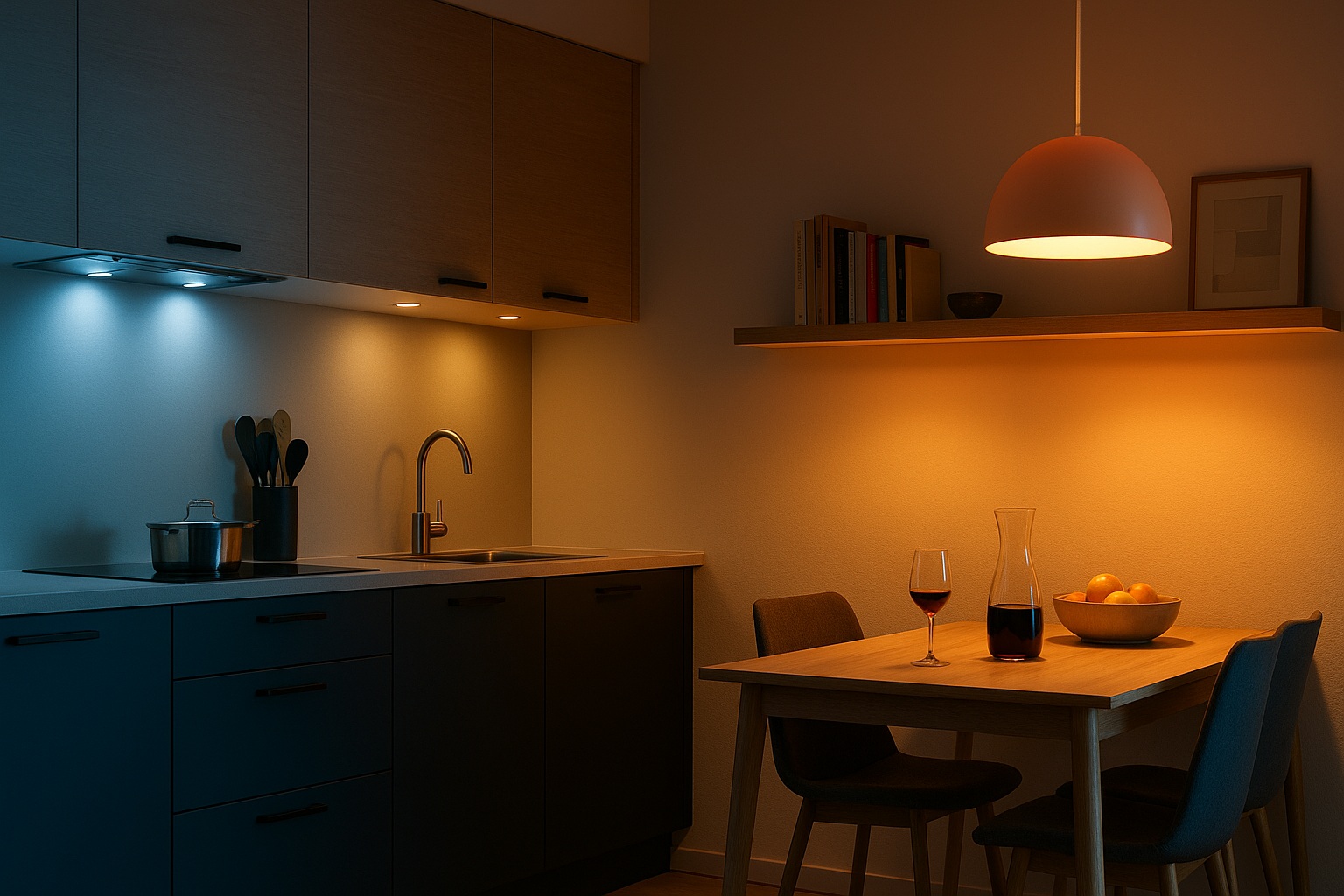 Køkkenalrum med RGB LED pære til smarte hjem