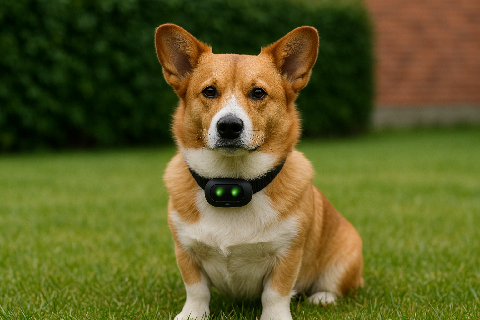 En hund med en billig GPS tracker til hund og kat i halsbåndet