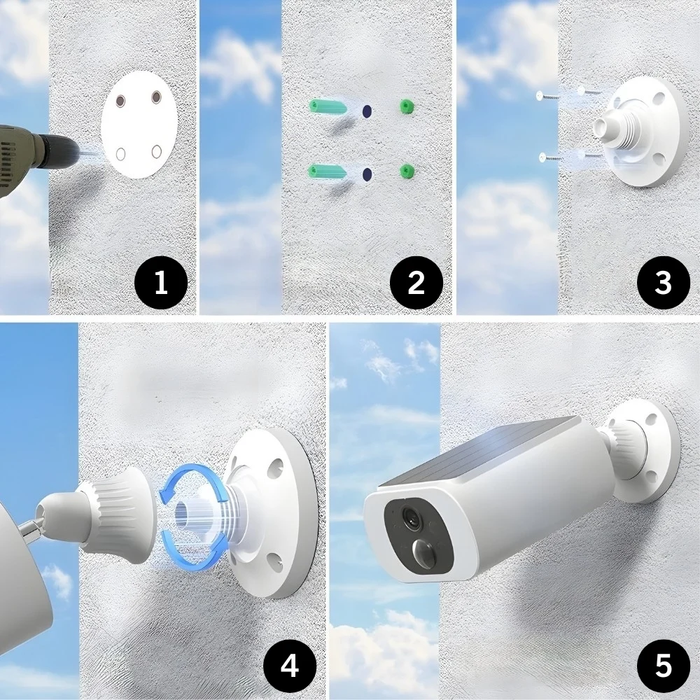 5MP WiFi overvågningskamera med batteri og 1.5W solcelle