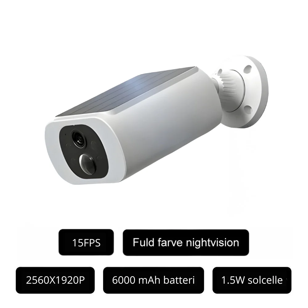 DanGear 5MP WiFi overvågningskamera med batteri og 1.5W solcelle