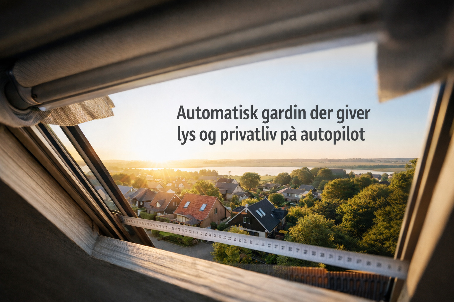 billede af et vindue med automatisk gardin