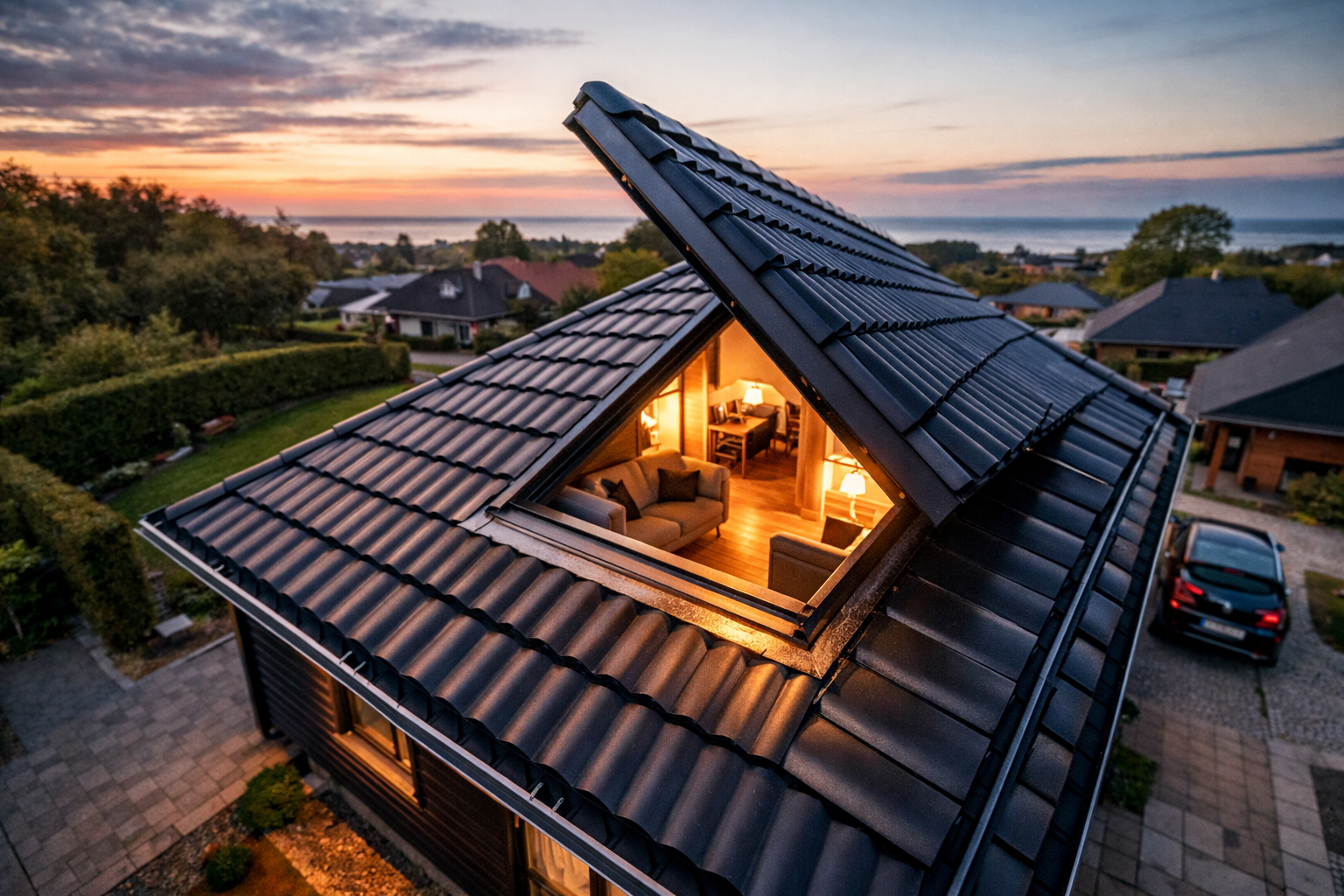 billede der illustrerer et løftet tag for hyggeligt hjem - bedste tyverialarm