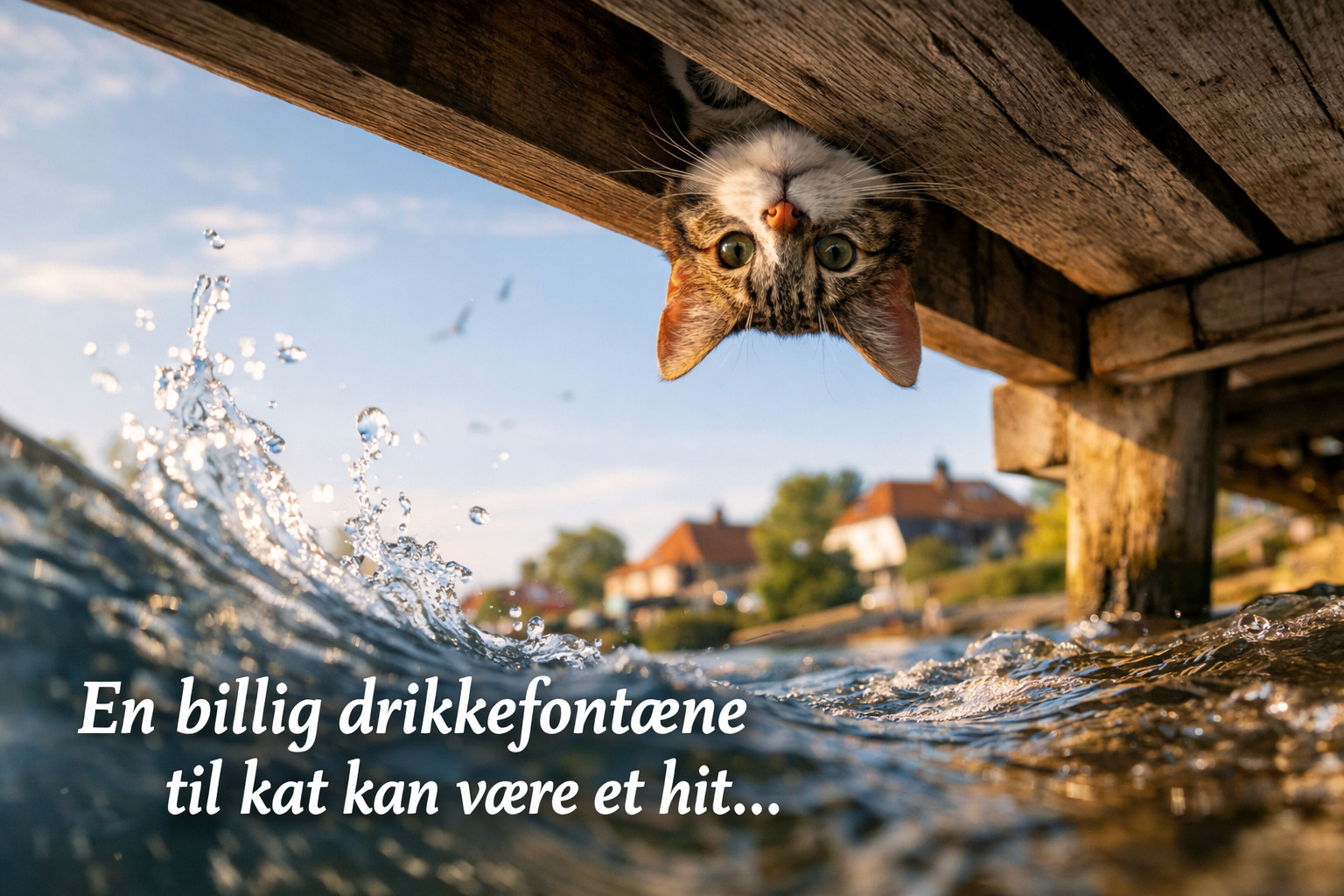 billede viser en nysgerrig kat der kan bruge en billig drikkefontæne