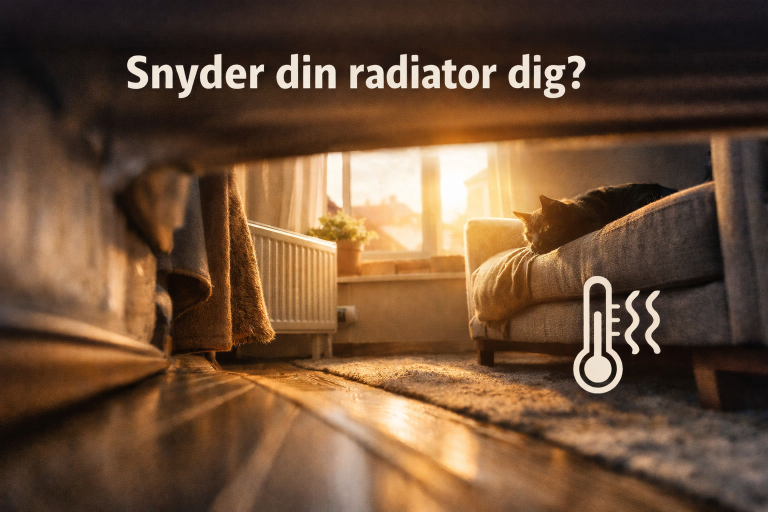 et lyst rum med termostat radiator