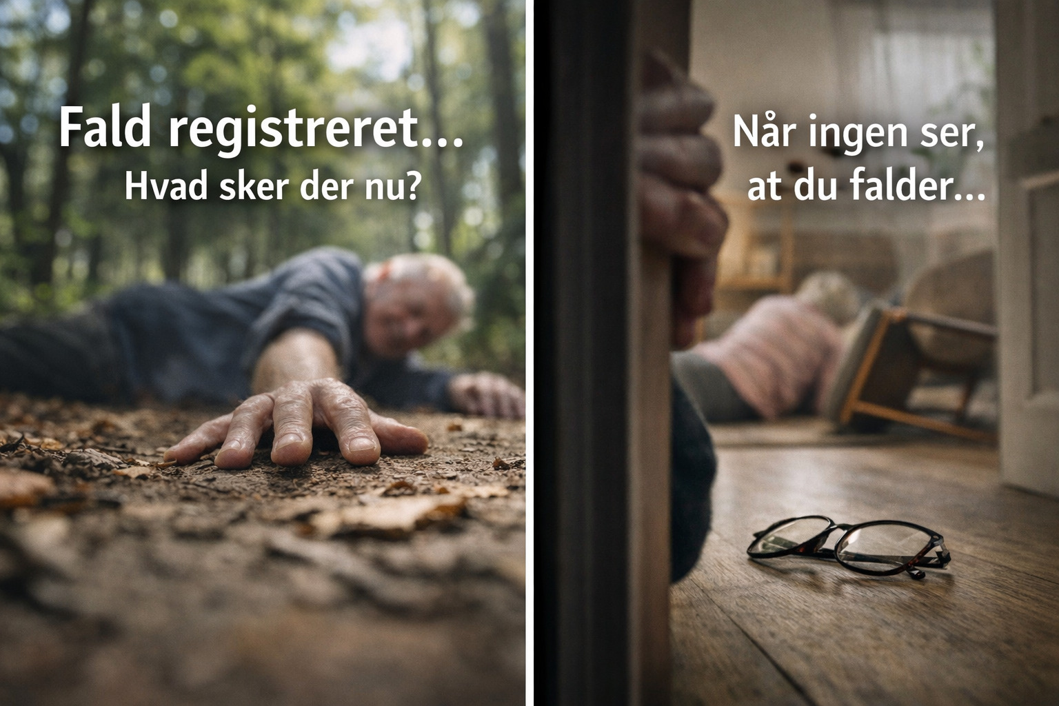 billedet illustrerer mennesker der er faldet med et ur med faldregistrering