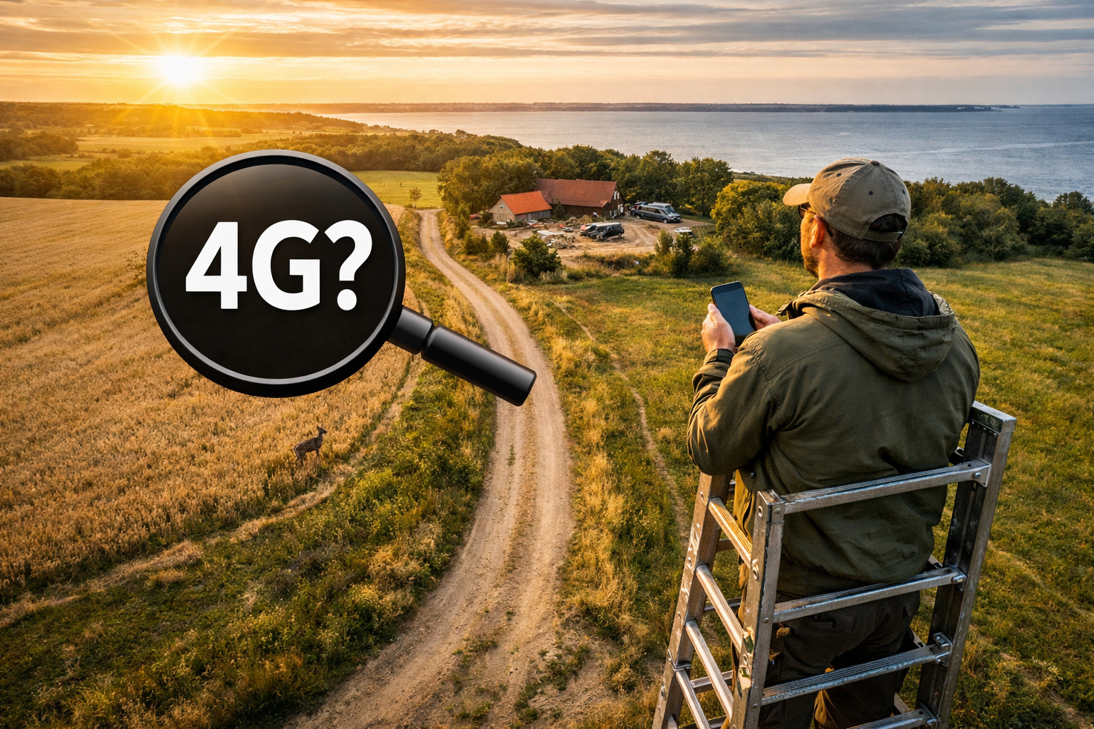 billedet viser en mand der søger 4g til sit overvågningskamera med sim-kort