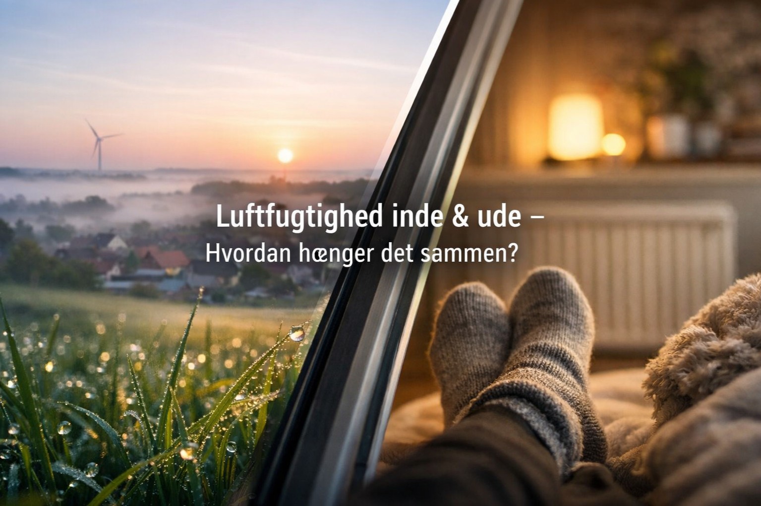 billede splittet op i to der illustrerer Luftfugtighed indendørs og udendørs