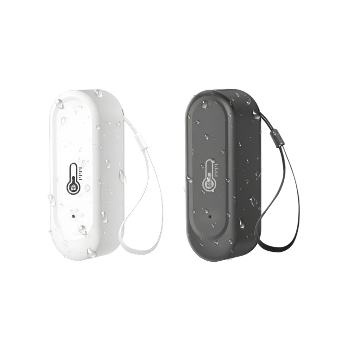 Vandtætte smart udendørs WiFi termometer og fugtighedsmåler i hvid og sort
