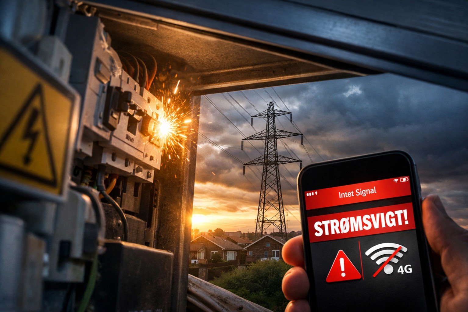 billede der illustrerer strømsvigt alarm i hjemmet