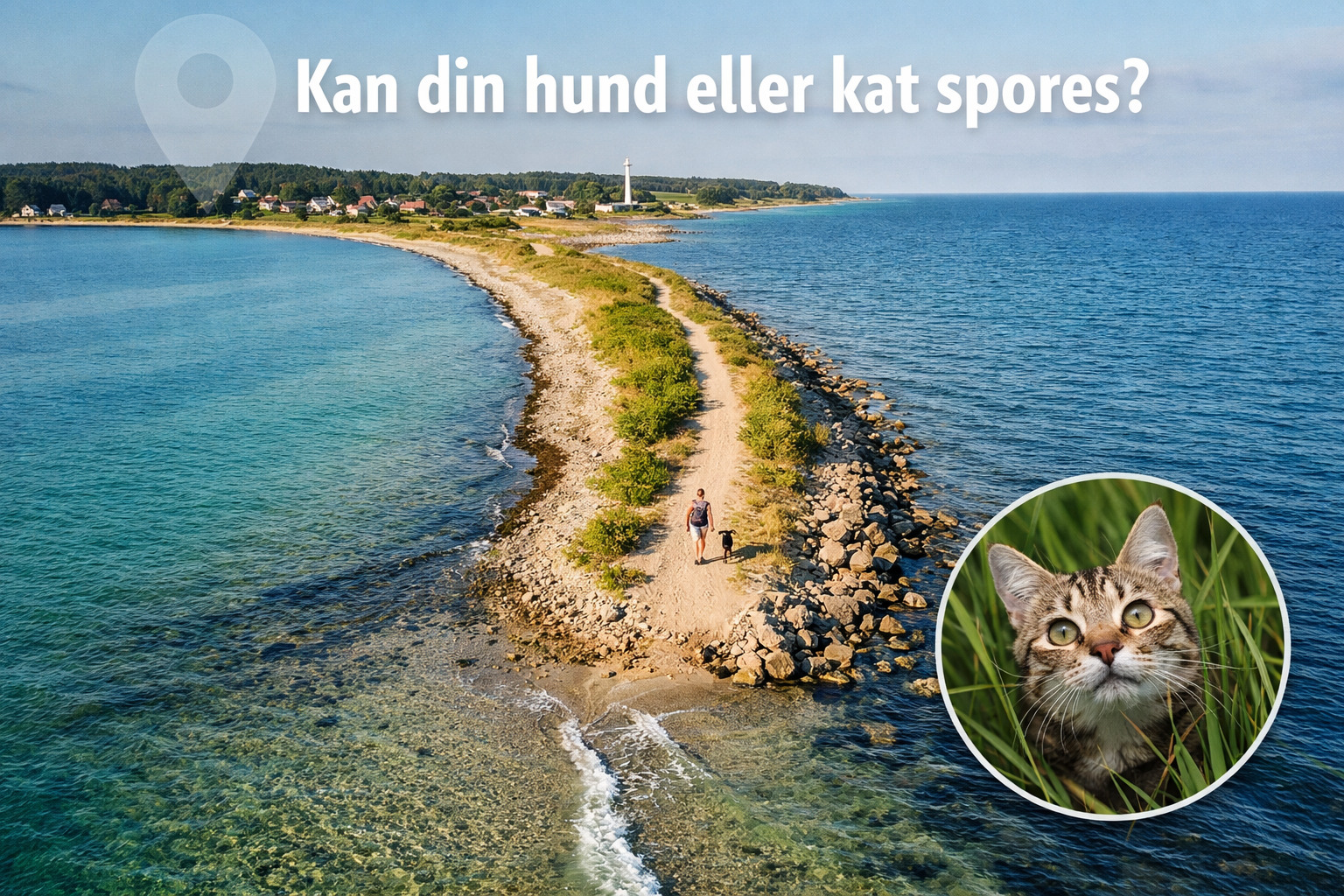 et billede af hav med kat der skal bruge Tracker til kæledyr