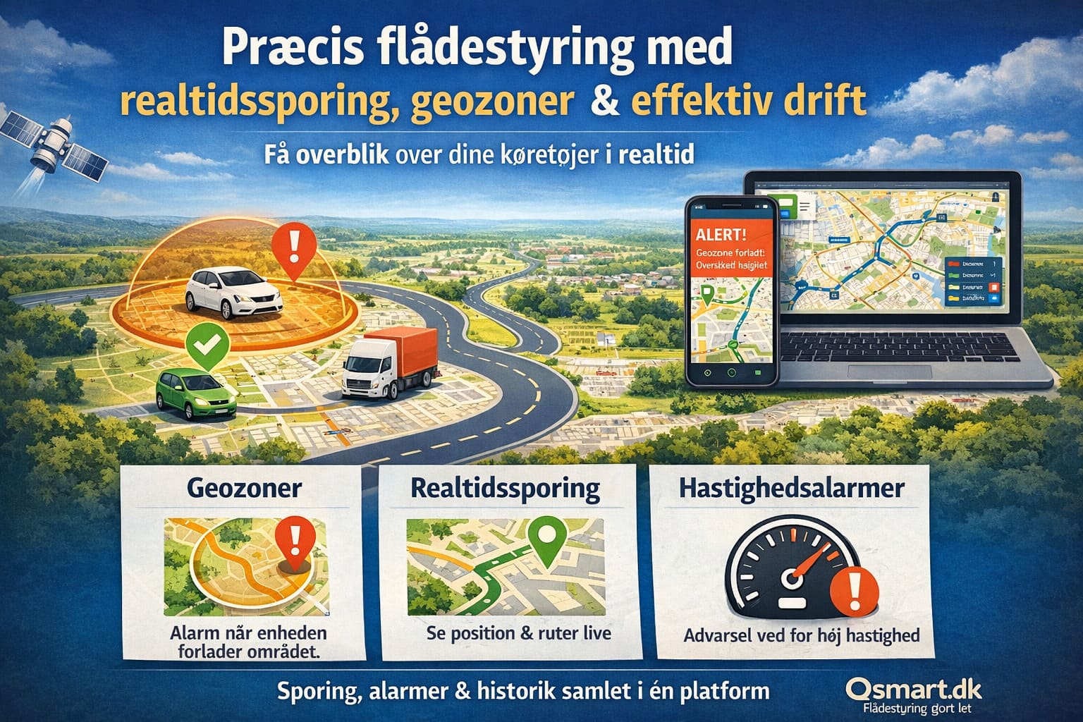 flådestyring med realtidssporing, geozoner med fokus effektiv drift